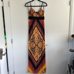 Boston Proper multicolored patterned maxi dress, size 6